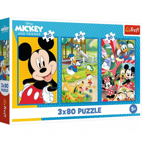 TREFL DISNEY MICKEY MOUSE puslede komplekt Miki-Hiire tiim, 3x80 osa