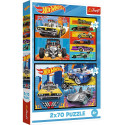TREFL HOT WHEELS puslede komplekt Mänguautod, 2x70 osa