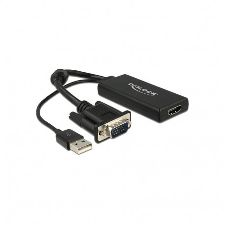 "DELOCK Adapter VGA + Audio zu HDMI mit Kabel schwarz"