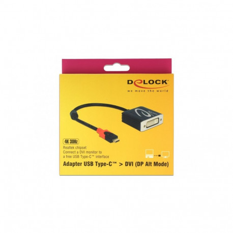 "DELOCK Adapter USB Type-C Stecker > DVI Buchse DP Alt Mode 4K 30 Hz"