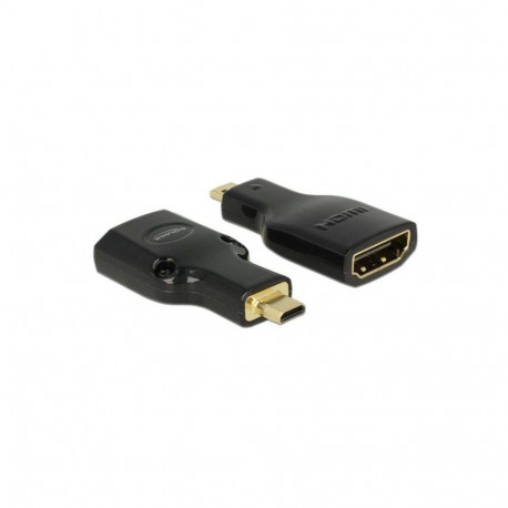 High Speed HDMI Ethernetiga adapter – HDMI Micro-D pistik > HDMI-A pesa 4K, must