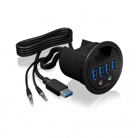 "HUB Tisch-Hub 4x USB 3.0 Type-A mit Audio Ein-/Ausgang ICY BOX"