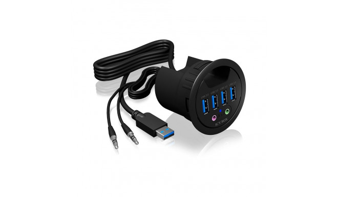 "HUB Tisch-Hub 4x USB 3.0 Type-A mit Audio Ein-/Ausgang ICY BOX"