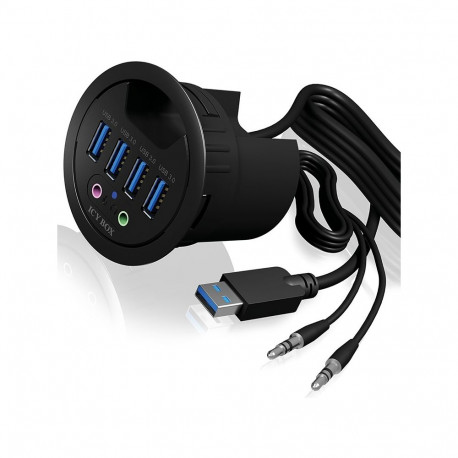"HUB Tisch-Hub 4x USB 3.0 Type-A mit Audio Ein-/Ausgang ICY BOX"