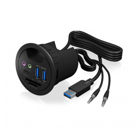 "HUB Tisch-Hub mit 2 Kartenlesern. Audio Ein-/Ausgang. Ladefunktion und LED ICY BOX"