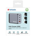 Verbatim GaN 200W seinalaadija 3xUSB-C/USB-A + EU/UK/US adapter GNC-200 32204