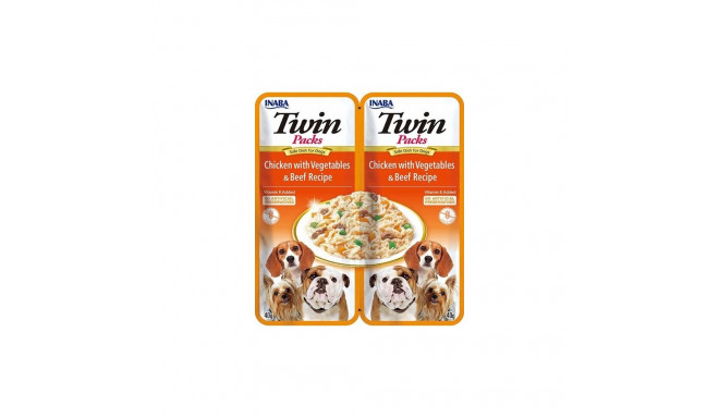 INABA Dog Twin kana köögiviljade ja veiselihaga puljongis koeramaius 2x40g