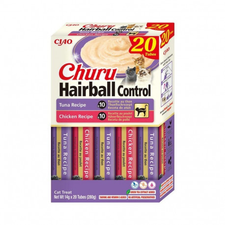 INABA Churu Hairball control Tuna and chicken recipe - cat treats - 20x14g