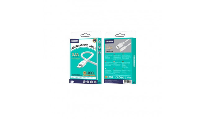 Jellico B15 Durable-Soft iPhone&iPad Lightning to USB Data&Fast 3.1A Charger Cable 1m White