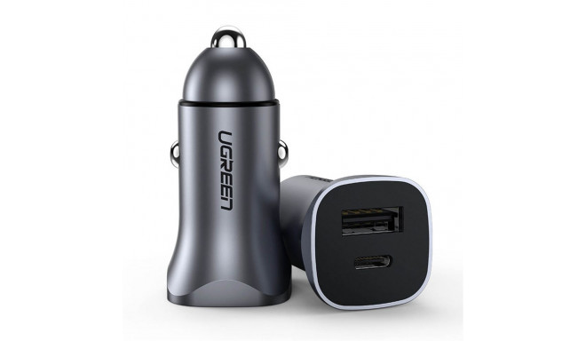 Ugreen Ugreen CD130 USB-A / USB-C 30W Car Charger - Gray Grey
