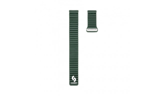 Connect 20mm Flat head Leather - Silicone Loop Magnetic Watch Strap (130mm M/L) Forest Green