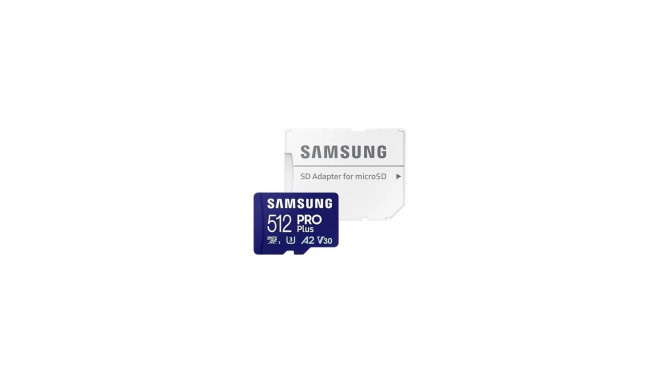 Samsung PRO Plus microSD Card with Adapter 512 GB, MicroSDXC, Flash memory class U3, V30, A2