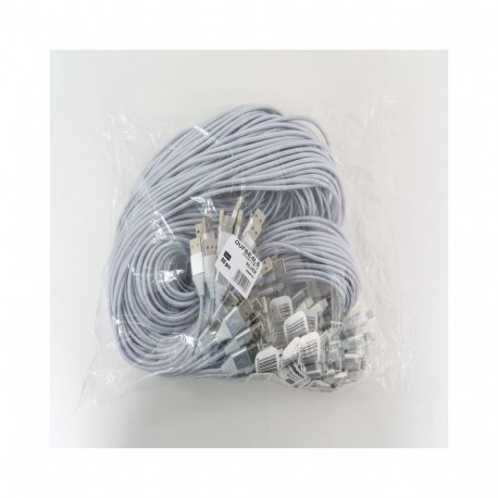 OMEGA FABRIC BRAIDED LIGHTNING TO USB 1,5A 118 COPPER POLY 2M SILVER [44180]