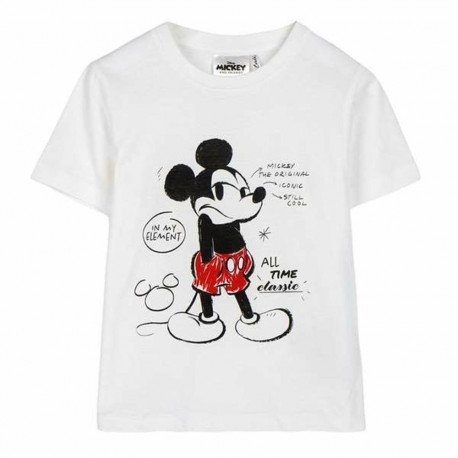 Child's Short Sleeve T-Shirt Mickey Mouse White - 4 Years