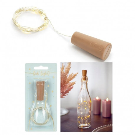 PartyDeco LED pudelivalgustid pudelikorgiga, soe valge