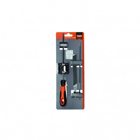 Chainsaw sharpening files set with filing guide (two round and one flat) 4,0mm with handle