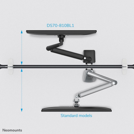 Neomounts monitori kinnitus DS70-810BL1 17-32" gaasvedruga ruumisäästlik 180°-peatus