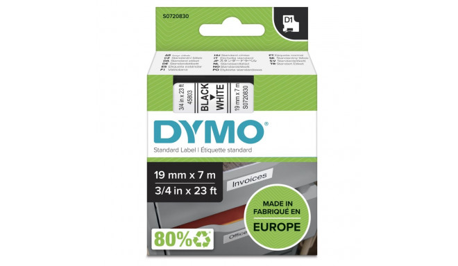 DYMO D1 Standard - must valgel - 19mm