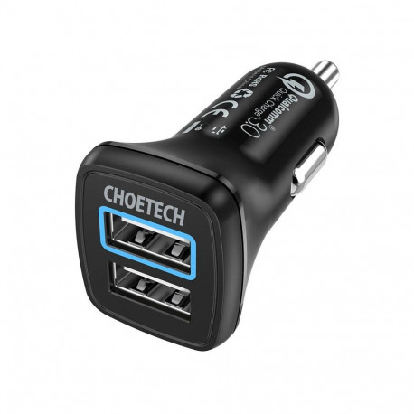 Choetech autolaadija 2x USB Quick Charge 3.0 30W 2,4A must (C0051)