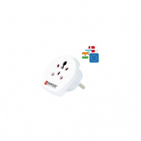 Skross Travel adapter Denmark, India - Israel to Europe White