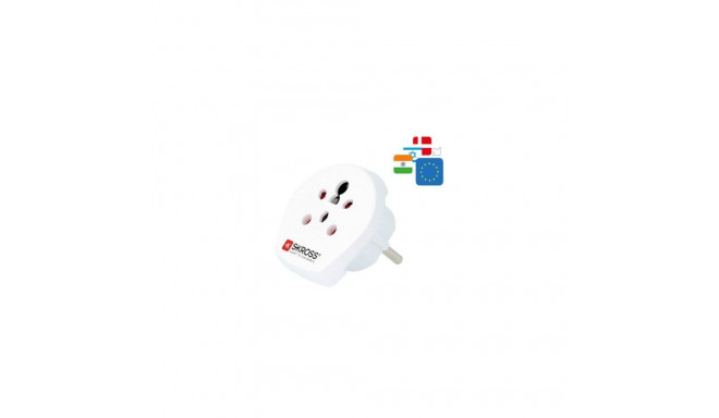 Skross Travel adapter Denmark, India - Israel to Europe White