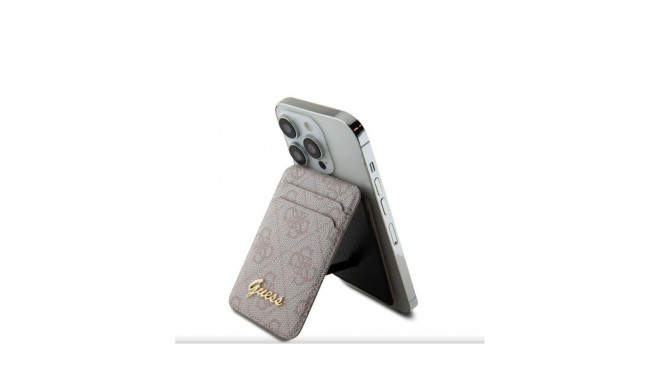 Guess Universal Metal Script MagSafe Cardslot Wallet Case Pink