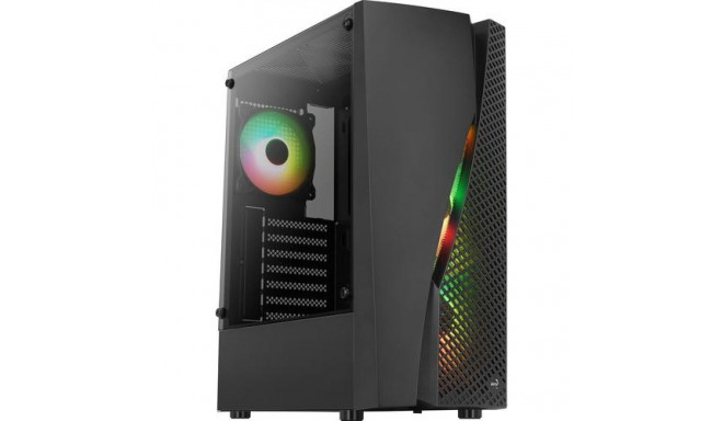 Aerocool WAVEBKV3 ATX PC Case Tempered Glass 4xRGB Fans Black