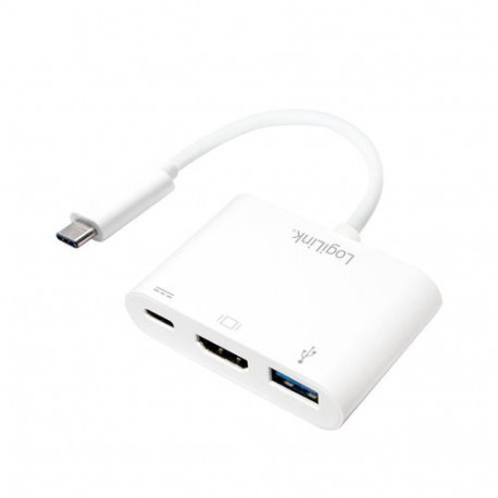 LogiLink 0.14m, 2xUSB-C/HDMI+USB A White