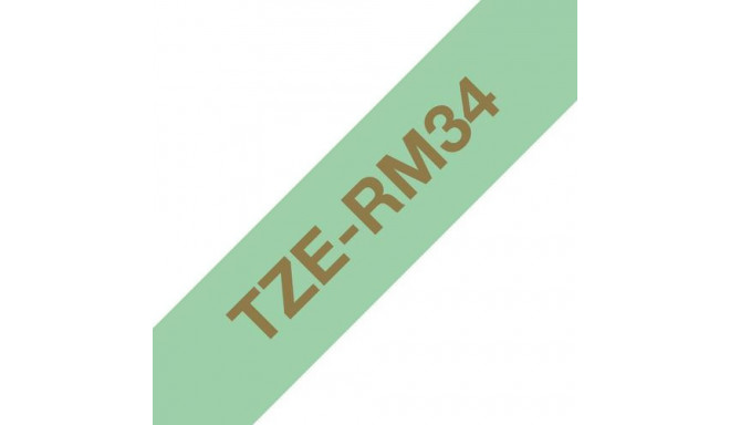 Brother TZE-RM34 label-making tape Gold on mint colour