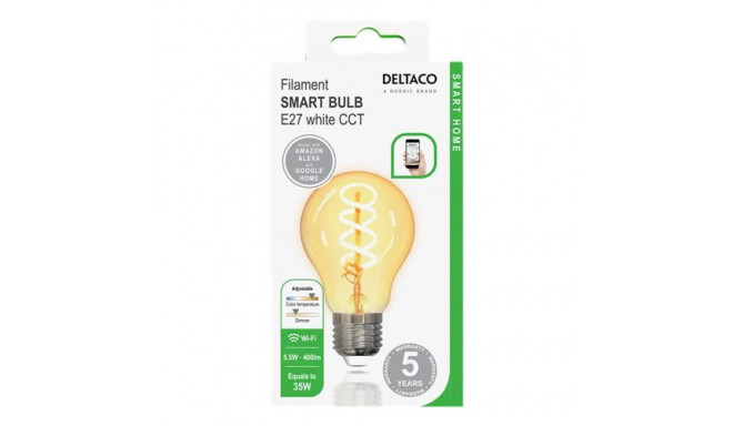 Deltaco SH-LFE27A60S smart lighting Smart bulb Wi-Fi 5.5 W