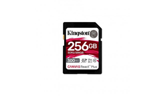 Kingston Technology 256GB Canvas React Plus SDXC UHS-II 300R/260W U3 V90 for Full HD/4K/8K
