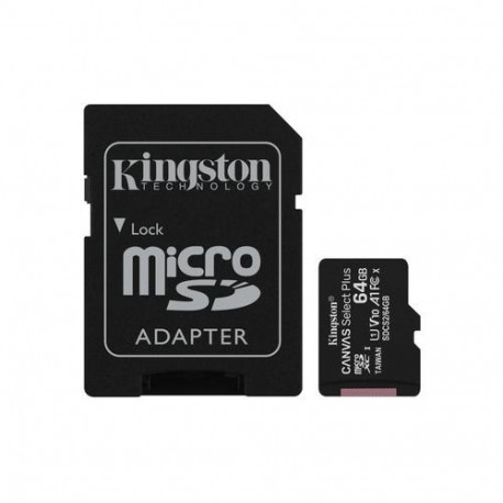 Kingston Technology Canvas Select 64GB micSDXC Plus 100R A1 C10 Card + ADP