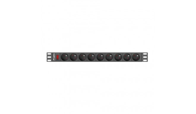 Lanberg PDU-09E-0300-BK power distribution unit (PDU) 9 AC outlet(s) 1U Black