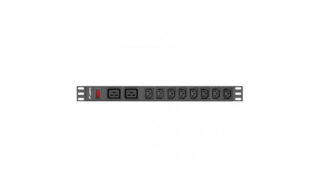 Lanberg PDU-02I1908I-0200-C20-BK power distribution unit (PDU) 10 AC outlet(s) 1U Black