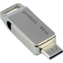 Goodram ODA3 USB flash drive 64 GB USB Type-A / USB Type-C 3.2 Gen 1 (3.1 Gen 1) Silver