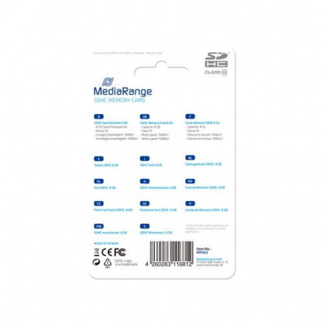 MediaRange MR962 memory card 8 GB SDHC Class 10