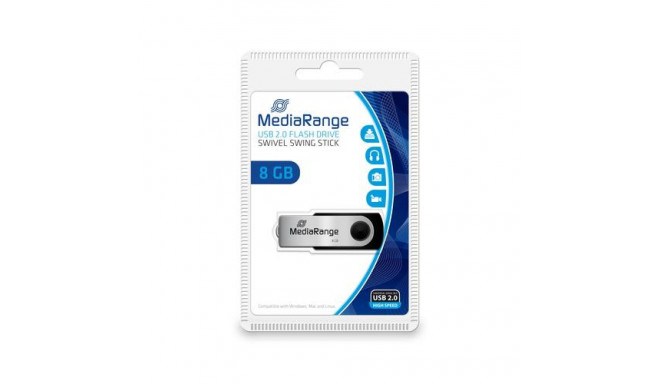 MediaRange MR908 USB flash drive 8 GB USB Type-A / Micro-USB 2.0 Black, Silver