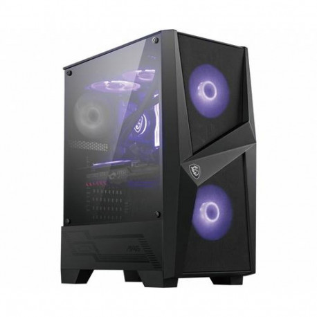 MSI MAG FORGE 100M Mid Tower Gaming Computer Case 'Black, 2x 120mm RGB PWM Fan, 1x 120mm Fan, 1