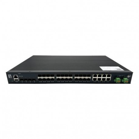 LevelOne 28-Port L2 Plus Managed Gigabit Fiber Industrial Switch, 4x 1.25/2.5GbE SFP, 16x 1.25GbE SF