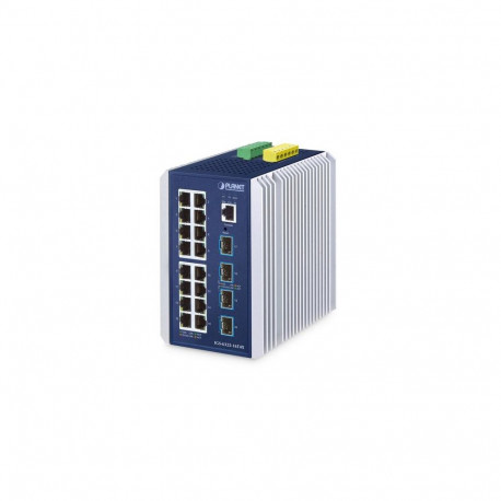 PLANET IP30 Industrial L3 16-Port Managed Gigabit Ethernet (10/100/1000) Aluminium, Blue