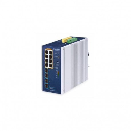 PLANET IP30 Industrial L2/L4 8-Port Managed L2/L4 Gigabit Ethernet (10/100/1000) Aluminium, Blue