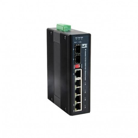 LevelOne 6-Port Gigabit PoE Industrial Switch, 802.3at/af PoE, 4 PoE Outputs, 1 x SFP, 1 x SFP/RJ45 