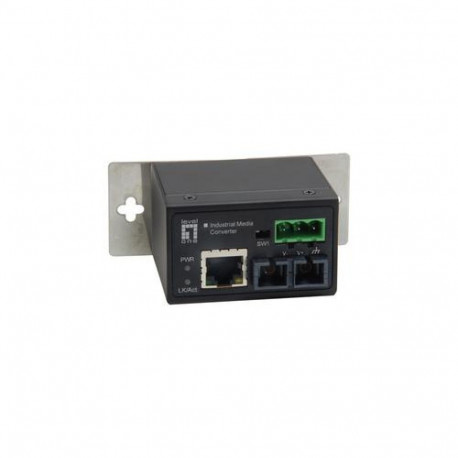 LevelOne RJ45 to ST Fast Ethernet Industrial Media Converter, Multi-Mode Fiber, 2km, -40°C to 75°C