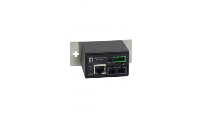 LevelOne RJ45 to ST Fast Ethernet Industrial Media Converter, Multi-Mode Fiber, 2km, -40°C to 75°C