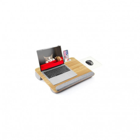 Techly Bamboo Portable Laptop Desk Stand with Padded Base and Tablet Stand