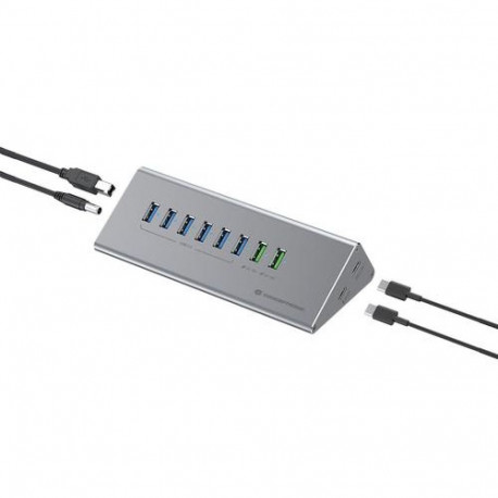 Conceptronic HUBBIES18G 10-in-1 60W USB 3.0 Hub Charger Combo, 2-in-1 USB-C USB-A Cable, USB 3.2 Gen