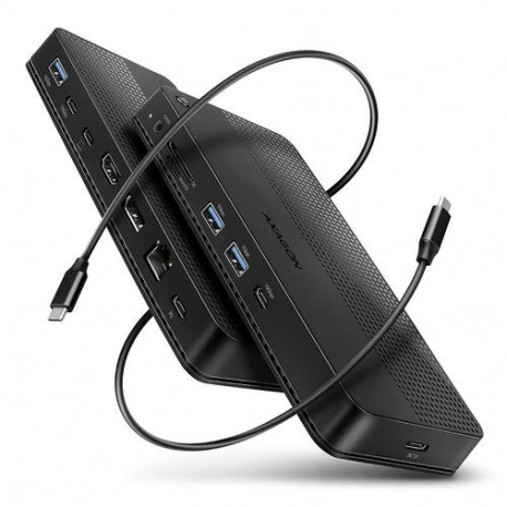 Axagon HMC-U4 USB4 dock, 3x USB-A, 2x USB-C, HDMI &amp; DP 8K/30Hz, RJ-45, SD/mSD, audio, PD 100
