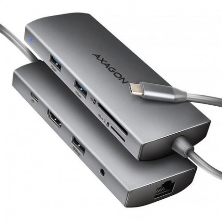 Axagon HMC-8HLSA laptop dock/port replicator Wired USB 3.2 Gen 1 (3.1 Gen 1) Type-C Grey