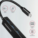 Axagon HMC-GL3A USB-C-Hub 3x USB-A Gbit-LAN schwarz USB 3.2 Gen 1 (3.1 Gen 1) Type-C 5000 Mbit/s Bla
