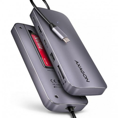 Axagon HMC-6GM2 USB 10Gbps hub USB-A USB-C HDMI M.2 SD/mSD PD 100W USB-C Wired USB 3.2 Gen 2 (3.1 Ge